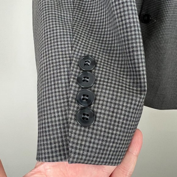 CALVIN KLEIN Blazer Jacket Sports Coat Men 38R Gray Check 100% Wool Professional - Picture 3 of 16